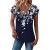Zeagoo Womens Tops Short Sleeve V Neck Shirts Summer Dressy Casual Business Clothes Work Blouses Fashion Clothing Outfits(Sf103 Boho)