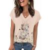 Zeagoo Womens Tops Short Sleeve V Neck Shirts Summer Dressy Casual Business Clothes Work Blouses Fashion Clothing Outfits(Sf142)