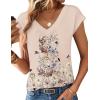 Zeagoo Womens Tops Short Sleeve V Neck Shirts Summer Dressy Casual Business Clothes Work Blouses Fashion Clothing Outfits(Sf142)