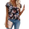 Zeagoo Womens Tops Short Sleeve V Neck Shirts Summer Dressy Casual Business Clothes Work Blouses Fashion Clothing Outfits(Sf245 Floral Printed)