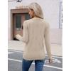 Zeagoo Womens V Neck Sweaters Shirts Long Sleeve Lightweight Ribbed Knit Pullover Sweater Blouse Tops with Buttons Oufits(Almond)