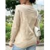 Zeagoo Womens V Neck Sweaters Shirts Long Sleeve Lightweight Ribbed Knit Pullover Sweater Blouse Tops with Buttons Oufits(Beige)
