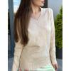 Zeagoo Womens V Neck Sweaters Shirts Long Sleeve Lightweight Ribbed Knit Pullover Sweater Blouse Tops with Buttons Oufits(Beige)