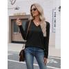 Zeagoo Womens V Neck Sweaters Shirts Long Sleeve Lightweight Ribbed Knit Pullover Sweater Blouse Tops with Buttons Oufits(Black)