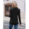 Zeagoo Womens V Neck Sweaters Shirts Long Sleeve Lightweight Ribbed Knit Pullover Sweater Blouse Tops with Buttons Oufits(Black)