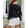 Zeagoo Womens V Neck Sweaters Shirts Long Sleeve Lightweight Ribbed Knit Pullover Sweater Blouse Tops with Buttons Oufits(Black-white)