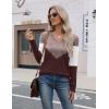 Zeagoo Womens V Neck Sweaters Shirts Long Sleeve Lightweight Ribbed Knit Pullover Sweater Blouse Tops with Buttons Oufits(C-chocolate Brown)