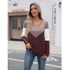 Zeagoo Womens V Neck Sweaters Shirts Long Sleeve Lightweight Ribbed Knit Pullover Sweater Blouse Tops with Buttons Oufits(C-chocolate Brown)