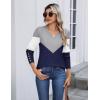 Zeagoo Womens V Neck Sweaters Shirts Long Sleeve Lightweight Ribbed Knit Pullover Sweater Blouse Tops with Buttons Oufits(C-grey Navy)