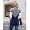 Zeagoo Womens V Neck Sweaters Shirts Long Sleeve Lightweight Ribbed Knit Pullover Sweater Blouse Tops with Buttons Oufits(C-grey Navy)