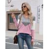 Zeagoo Womens V Neck Sweaters Shirts Long Sleeve Lightweight Ribbed Knit Pullover Sweater Blouse Tops with Buttons Oufits(C-grey Pink)