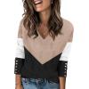 Zeagoo Womens V Neck Sweaters Shirts Long Sleeve Lightweight Ribbed Knit Pullover Sweater Blouse Tops with Buttons Oufits(C-khaki Black)