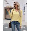 Zeagoo Womens V Neck Sweaters Shirts Long Sleeve Lightweight Ribbed Knit Pullover Sweater Blouse Tops with Buttons Oufits(Cream Yellow)