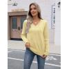 Zeagoo Womens V Neck Sweaters Shirts Long Sleeve Lightweight Ribbed Knit Pullover Sweater Blouse Tops with Buttons Oufits(Cream Yellow)