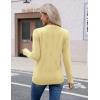 Zeagoo Womens V Neck Sweaters Shirts Long Sleeve Lightweight Ribbed Knit Pullover Sweater Blouse Tops with Buttons Oufits(Cream Yellow)