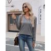 Zeagoo Womens V Neck Sweaters Shirts Long Sleeve Lightweight Ribbed Knit Pullover Sweater Blouse Tops with Buttons Oufits(Gray)