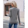 Zeagoo Womens V Neck Sweaters Shirts Long Sleeve Lightweight Ribbed Knit Pullover Sweater Blouse Tops with Buttons Oufits(Gray)
