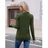Zeagoo Womens V Neck Sweaters Shirts Long Sleeve Lightweight Ribbed Knit Pullover Sweater Blouse Tops with Buttons Oufits(Green)