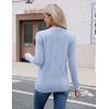Zeagoo Womens V Neck Sweaters Shirts Long Sleeve Lightweight Ribbed Knit Pullover Sweater Blouse Tops with Buttons Oufits(Light Blue)