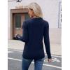Zeagoo Womens V Neck Sweaters Shirts Long Sleeve Lightweight Ribbed Knit Pullover Sweater Blouse Tops with Buttons Oufits(Navy Blue)