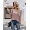 Zeagoo Womens V Neck Sweaters Shirts Long Sleeve Lightweight Ribbed Knit Pullover Sweater Blouse Tops with Buttons Oufits(Pink Purple)