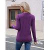 Zeagoo Womens V Neck Sweaters Shirts Long Sleeve Lightweight Ribbed Knit Pullover Sweater Blouse Tops with Buttons Oufits(Purple)