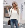 Zeagoo Womens V Neck Sweaters Shirts Long Sleeve Lightweight Ribbed Knit Pullover Sweater Blouse Tops with Buttons Oufits(White)