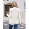 Zeagoo Womens V Neck Sweaters Shirts Long Sleeve Lightweight Ribbed Knit Pullover Sweater Blouse Tops with Buttons Oufits(White)