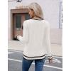 Zeagoo Womens V Neck Sweaters Shirts Long Sleeve Lightweight Ribbed Knit Pullover Sweater Blouse Tops with Buttons Oufits(White-black)