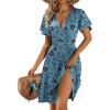 ZEAGOO Womens Summer Sundress Ruffle Short Sleeve Casual Dresses V Neck Floral Wrap A-Line Party Dress with Pockets(Green Floral)