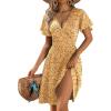 ZEAGOO Womens Summer Sundress Ruffle Short Sleeve Casual Dresses V Neck Floral Wrap A-Line Party Dress with Pockets(Yellow Floral 2)