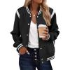 Zeagoo Bomber Jacket Women Varsity Casual Button Down Lightweight 2026 Spring Fashion Short School Outfits with Pockets(A01-black)