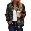 Zeagoo Bomber Jacket Women Varsity Casual Button Down Lightweight 2026 Spring Fashion Short School Outfits with Pockets(Army Camo)