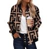 Zeagoo Bomber Jacket Women Varsity Casual Button Down Lightweight 2026 Spring Fashion Short School Outfits with Pockets(Geometric)