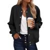 Zeagoo Bomber Jacket Women Varsity Casual Button Down Lightweight 2026 Spring Fashion Short School Outfits with Pockets(Solid Black)