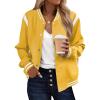 Zeagoo Bomber Jacket Women Varsity Casual Button Down Lightweight 2026 Spring Fashion Short School Outfits with Pockets(Yellow)