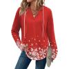 Zeagoo Hoodies for Women Long Sleeve Drawstring V Neck Pullover Sweatshirts Shirts Loose Casual Fall Tops(02-christmas Red)