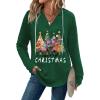Zeagoo Hoodies for Women Long Sleeve Drawstring V Neck Pullover Sweatshirts Shirts Loose Casual Fall Tops(03-christmas Green)