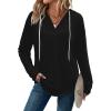 Zeagoo Hoodies for Women Long Sleeve Drawstring V Neck Pullover Sweatshirts Shirts Loose Casual Fall Tops(Black)