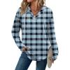 Zeagoo Hoodies for Women Long Sleeve Drawstring V Neck Pullover Sweatshirts Shirts Loose Casual Fall Tops(Blue Plaid)