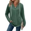Zeagoo Hoodies for Women Long Sleeve Drawstring V Neck Pullover Sweatshirts Shirts Loose Casual Fall Tops(Green)