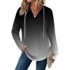 Zeagoo Hoodies for Women Long Sleeve Drawstring V Neck Pullover Sweatshirts Shirts Loose Casual Fall Tops(Grey Gradient)