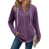 Zeagoo Hoodies for Women Long Sleeve Drawstring V Neck Pullover Sweatshirts Shirts Loose Casual Fall Tops(Purple)