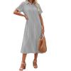Zeagoo Summer Dresses for Women 2026 Button Down Shirt Dresses Aline Long Sundress Short Sleeve Beach Travel Cover Up(Black Stripe)