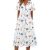 Zeagoo Summer Dresses for Women 2026 Button Down Shirt Dresses Aline Long Sundress Short Sleeve Beach Travel Cover Up(White Floral)