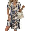 Zeagoo Summer Dresses for Women Short Sleeve Shift Dress V Neck Casual Mini Beach Vacation Boho Sundress with Pockets(Blue Tie Dye)