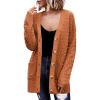 Zeagoo Womens 2026 Long Sleeve Chunky Cable Knit Fall Cardigans Sweaters Button Down Open Front Outerwear with Pockets(Brown)