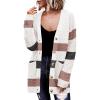 Zeagoo Womens 2026 Long Sleeve Chunky Cable Knit Fall Cardigans Sweaters Button Down Open Front Outerwear with Pockets(Colorblock 643)