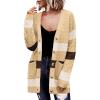 Zeagoo Womens 2026 Long Sleeve Chunky Cable Knit Fall Cardigans Sweaters Button Down Open Front Outerwear with Pockets(Colorblock 645)