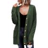 Zeagoo Womens 2026 Long Sleeve Chunky Cable Knit Fall Cardigans Sweaters Button Down Open Front Outerwear with Pockets(Green)